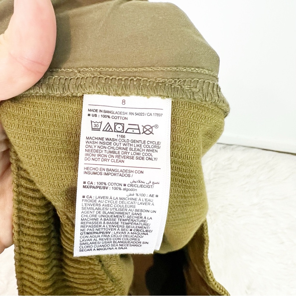 OLD NAVY MUSTARD OLIVE GREEN WIDE LEG CORDUROY HIGH RISE PANTS WOMENS SZ 8 - Picture 7 of 8
